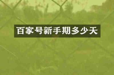 百家号新手期多少天