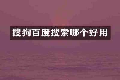 搜狗百度搜索哪个好用