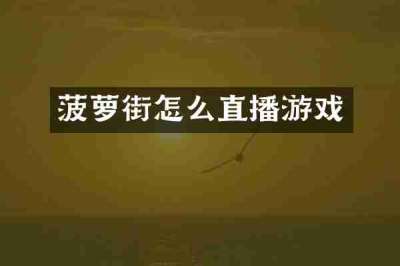 菠萝街怎么直播游戏