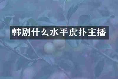 韩剧什么水平虎扑主播