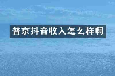普京抖音收入怎么样啊