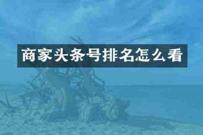 商家头条号排名怎么看