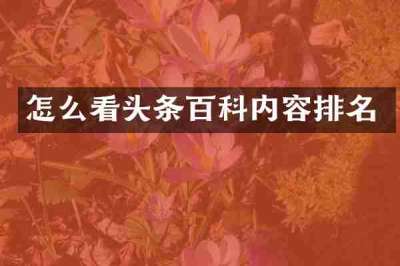 怎么看头条百科内容排名