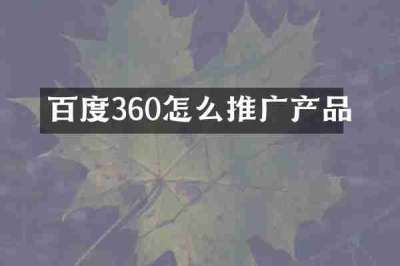 百度360怎么推广产品