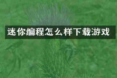 迷你编程怎么样下载游戏