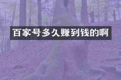 百家号多久赚到钱的啊