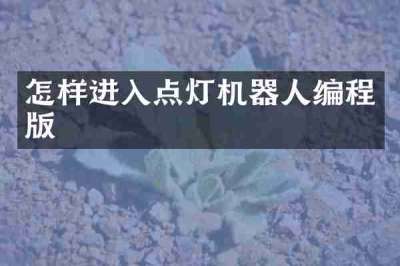 怎样进入点灯机器人编程版