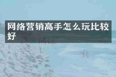 网络营销高手怎么玩比较好