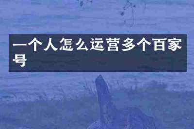一个人怎么运营多个百家号