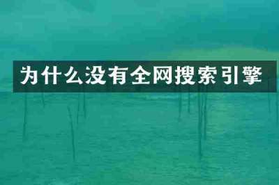 为什么没有全网搜索引擎