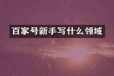 百家号新手写什么领域