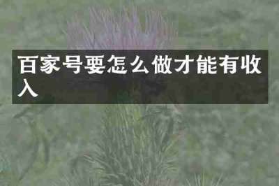 百家号要怎么做才能有收入