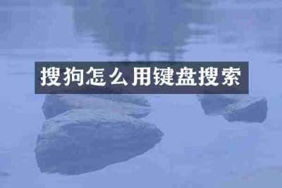 搜狗怎么用键盘搜索