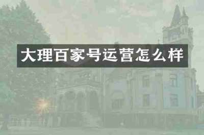 大理百家号运营怎么样