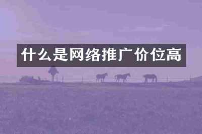 什么是网络推广价位高