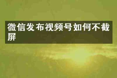 微信发布视频号如何不截屏
