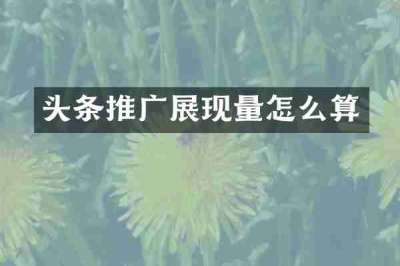 头条推广展现量怎么算