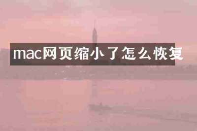 mac网页缩小了怎么恢复