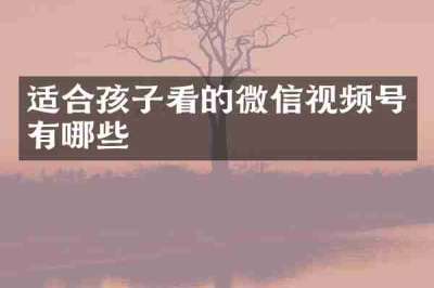 适合孩子看的微信视频号有哪些