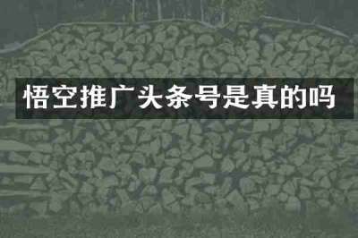 悟空推广头条号是真的吗