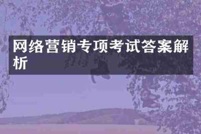 网络营销专项考试答案解析