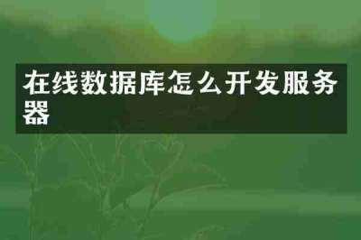 在线数据库怎么开发服务器