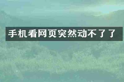 手机看网页突然动不了了