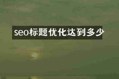 seo标题优化达到多少