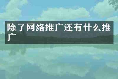 除了网络推广还有什么推广