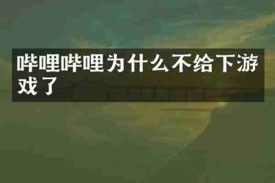 哔哩哔哩为什么不给下游戏了