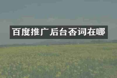 百度推广后台否词在哪