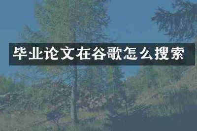 毕业论文在谷歌怎么搜索