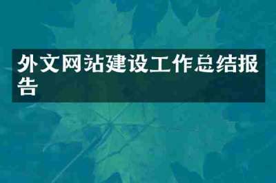外文网站建设工作总结报告
