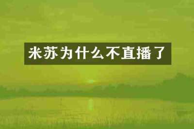 米苏为什么不直播了