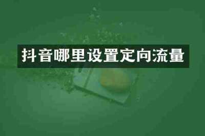 抖音哪里设置定向流量