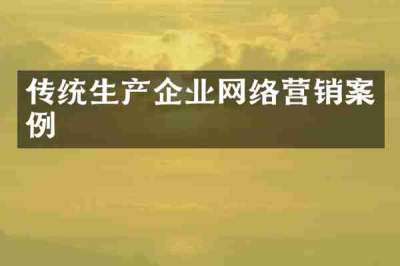 传统生产企业网络营销案例