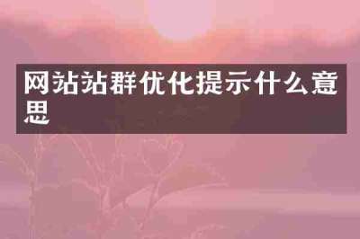 网站站群优化提示什么意思