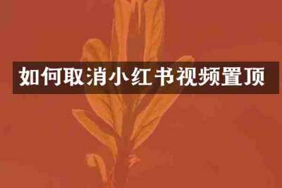 如何取消小红书视频置顶