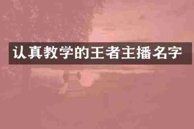 认真教学的王者主播名字