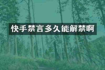 快手禁言多久能解禁啊