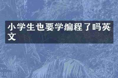 小学生也要学编程了吗英文