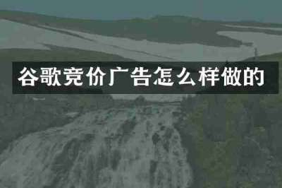 谷歌竞价广告怎么样做的