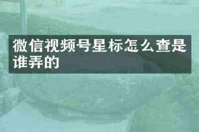 微信视频号星标怎么查是谁弄的