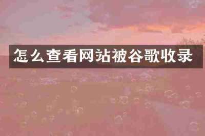 怎么查看网站被谷歌收录