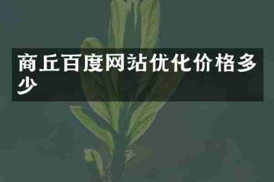商丘百度网站优化价格多少