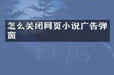 怎么关闭网页小说广告弹窗