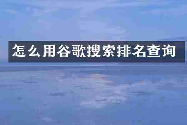 怎么用谷歌搜索排名查询