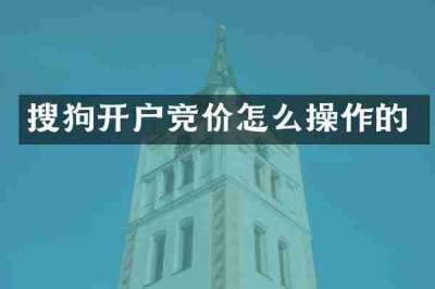 搜狗开户竞价怎么操作的