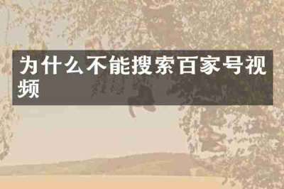 为什么不能搜索百家号视频