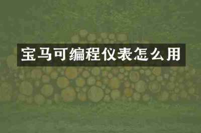 宝马可编程仪表怎么用